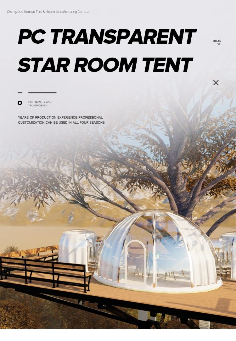 4 Persons PC Plastic Transparent Geodesic Glamping Igloo Clear Bubble Dome Tent House