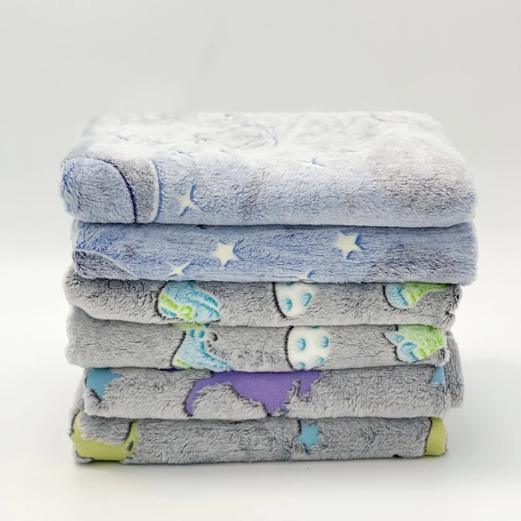 Dinosaur Fluorescent Grow in The Dark Flannel Fleece Blankets