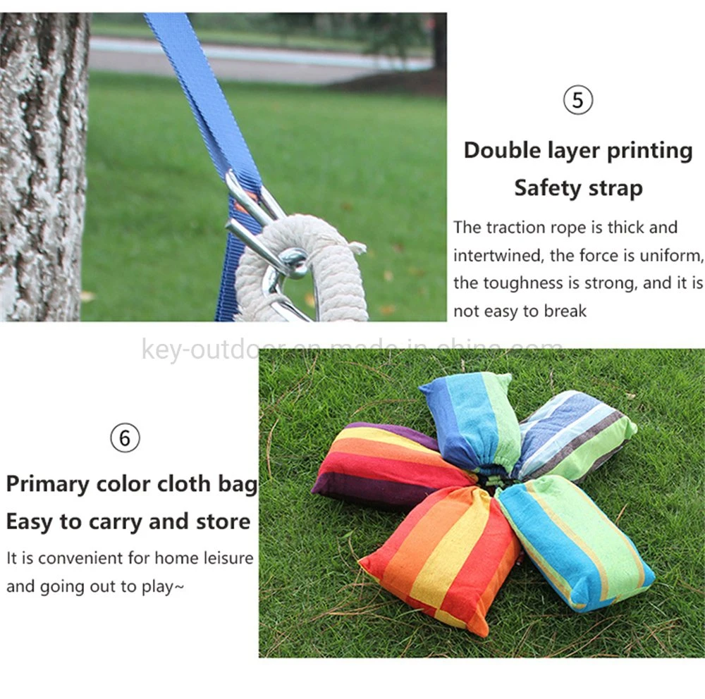 Folding Portable Camping Beach Hammock Hanging Swinging Outdoor Bed Cotton Nylon Swing Hammock