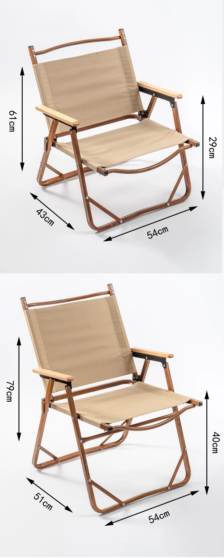 Balcony Leisure Water Transfer Printing Wood Grain Camping Chair, Garden Furniture