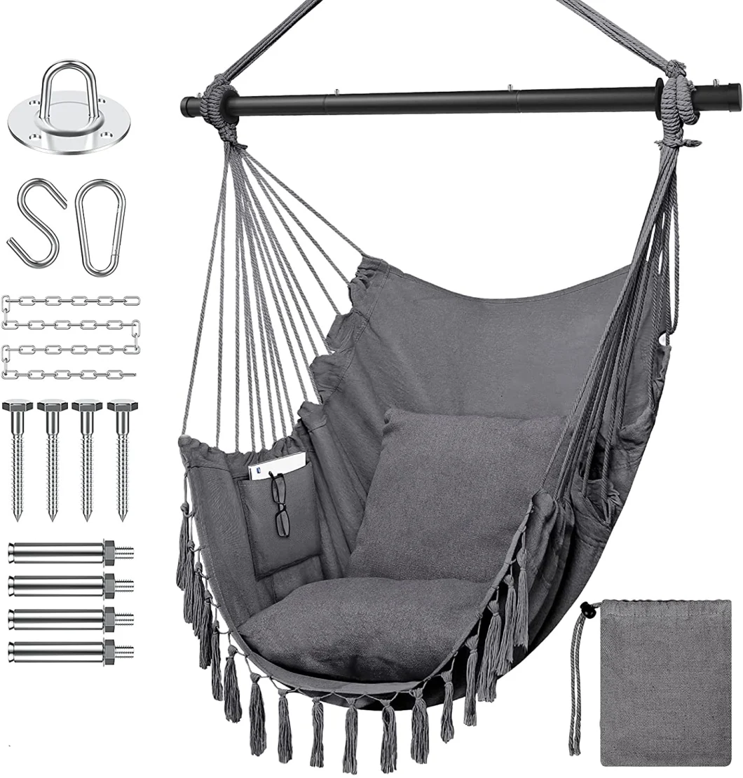 New Outdoor Detachable Rope Hanging Hammock Chair with Cushion