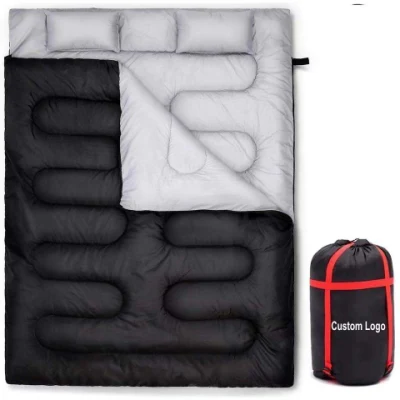 Dandelion Doppelschlafsäcke mit 2 Kissen, leichter Outdoor-Schlafsack für 2 Personen, Camp-Rucksack für Erwachsene